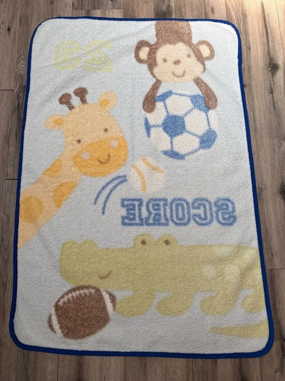 Little Bedding Baby Blanket With Monkey & Giraffe Sports #23 Theme Soft Plush Fl